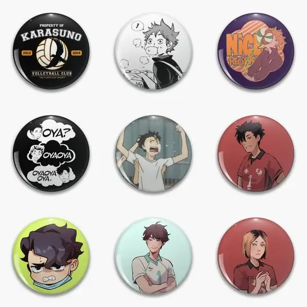 Haikyuu Team Karasuno Hinata Feat Meat Buns Nice Recieve Oya Soft Button Pin Customizable Gift Lover Fashion Creative Decor