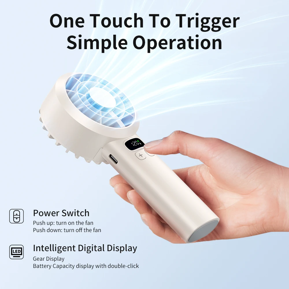 

Портативный мини-вентилятор Hurricane Ice Sense с 120 режимами, бесшумный и мощный, USB-питание