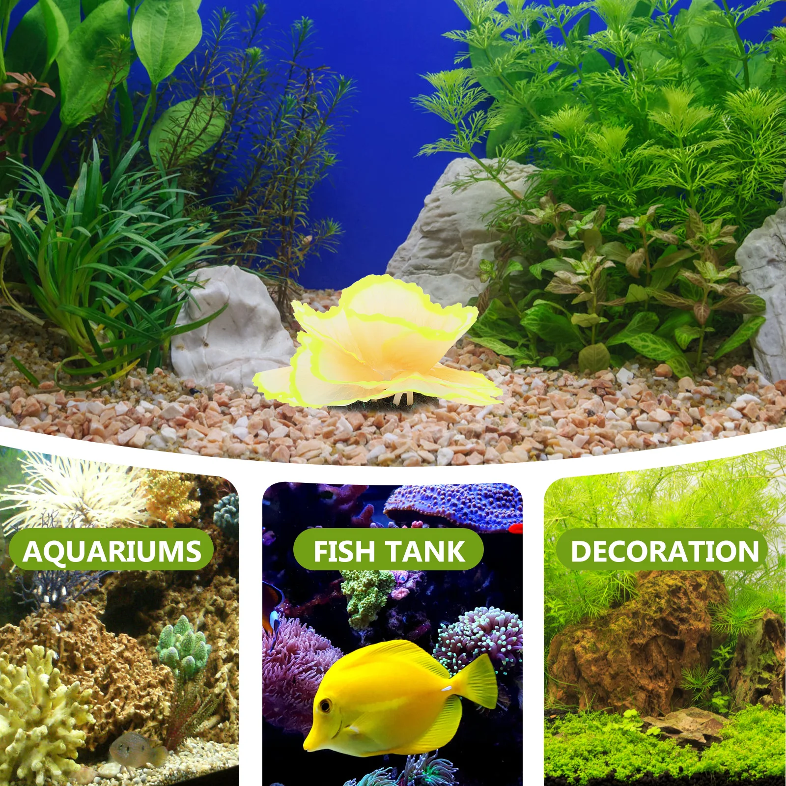 

Silicone Decor Artificial Plants nament Lettuce Yellow Simulation Coral Fish Tank Habitat L scape Coral Layout