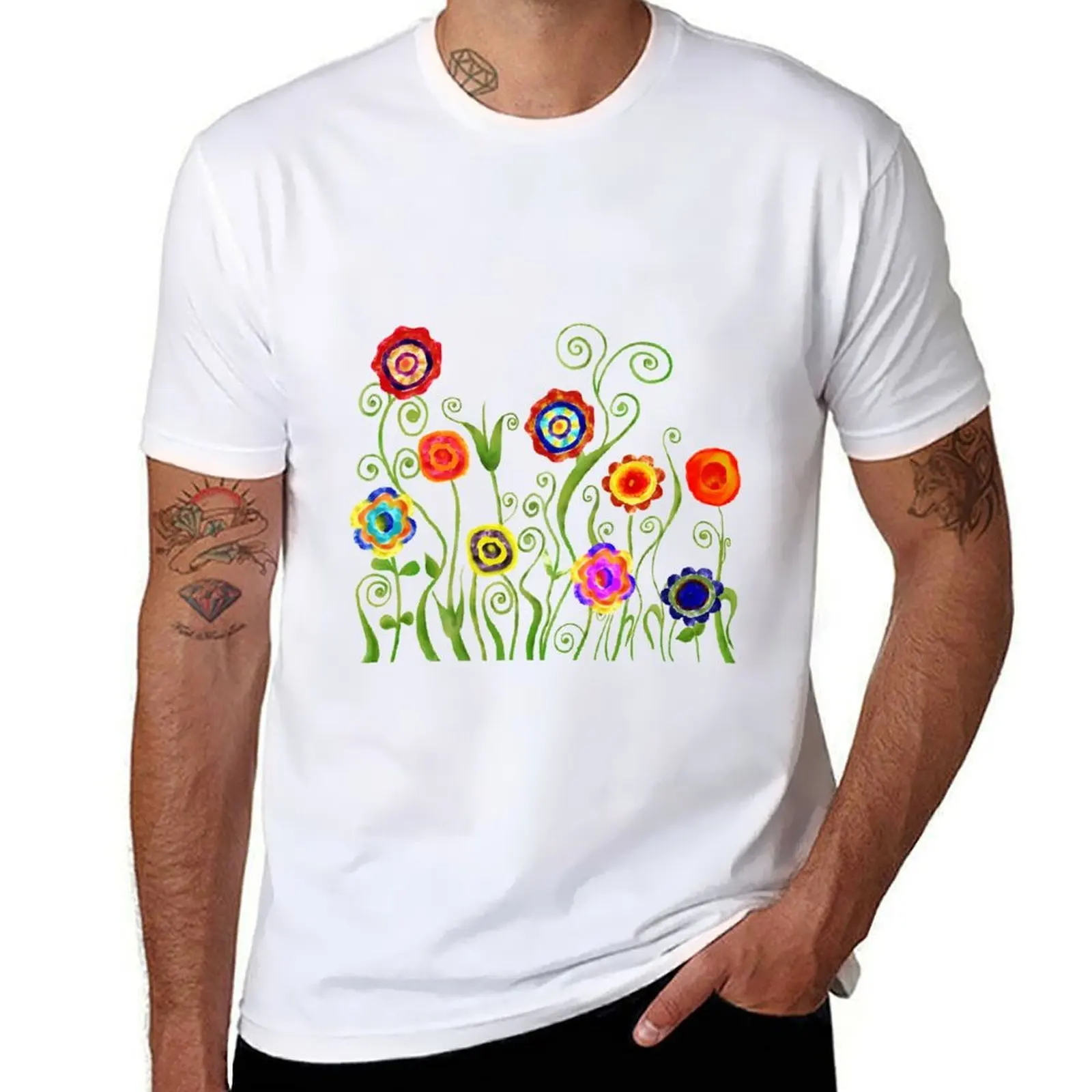 

Watercolour Foliage and Flowers T-Shirt printed t shirts for man man t shirts cotton T-Shirt