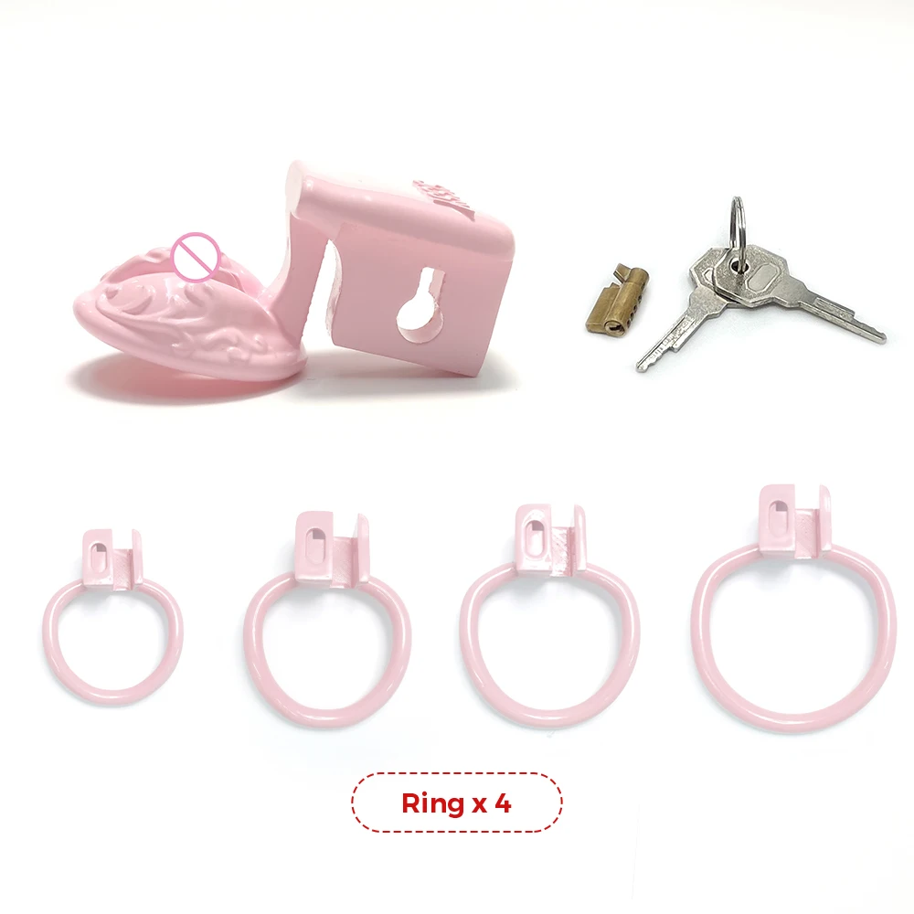 Super Small Sissy BDSM Pussy Vaginal Chastity Cage 4Rings Ladyboy Male Chastity Devices Cock Cage CD TS Penis Ring Lock Sex Toys