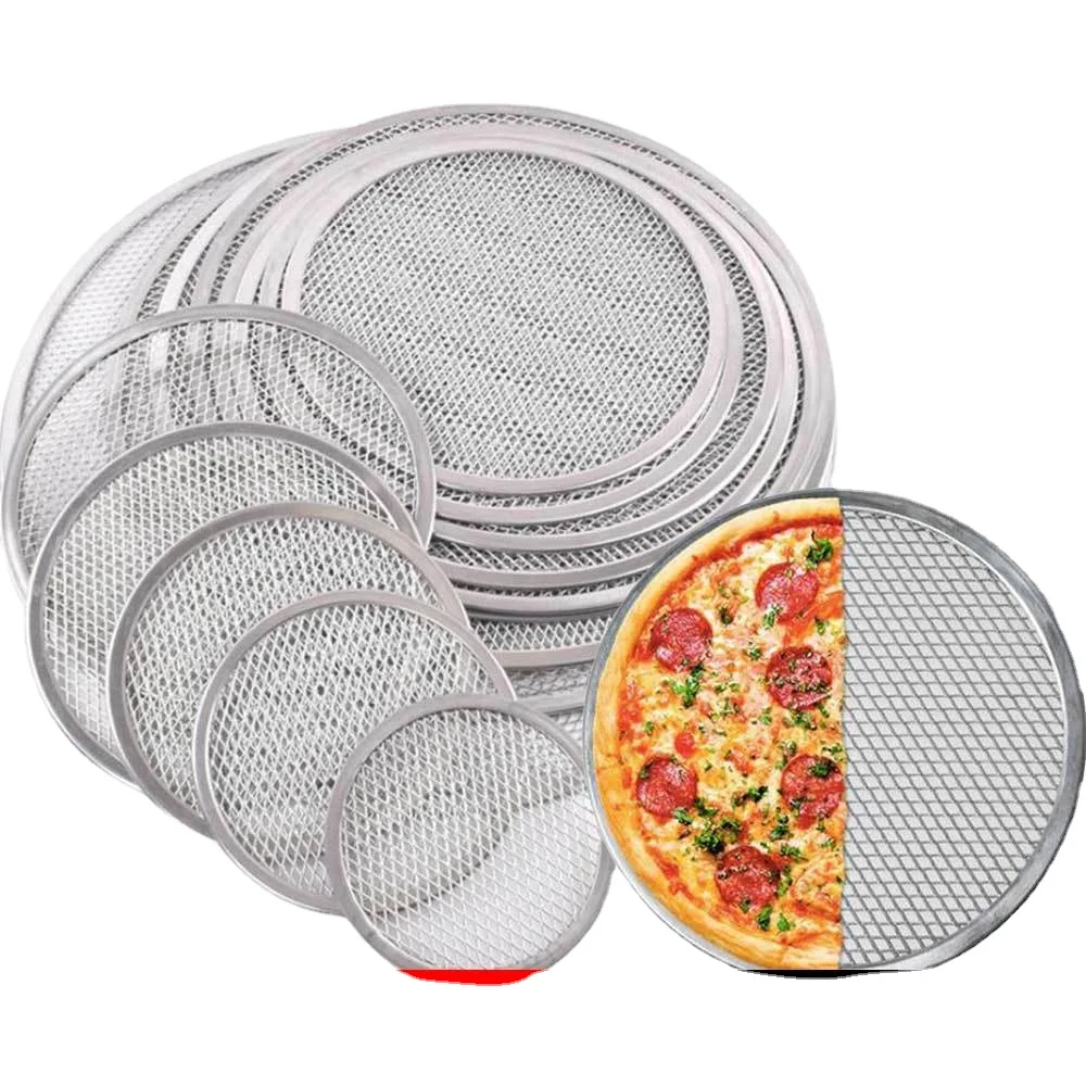 

PIZZa tray aluminum pizza sieve thickened 6 "-22" Pizz baking mold manufacturer aluminum pizza net cross-border