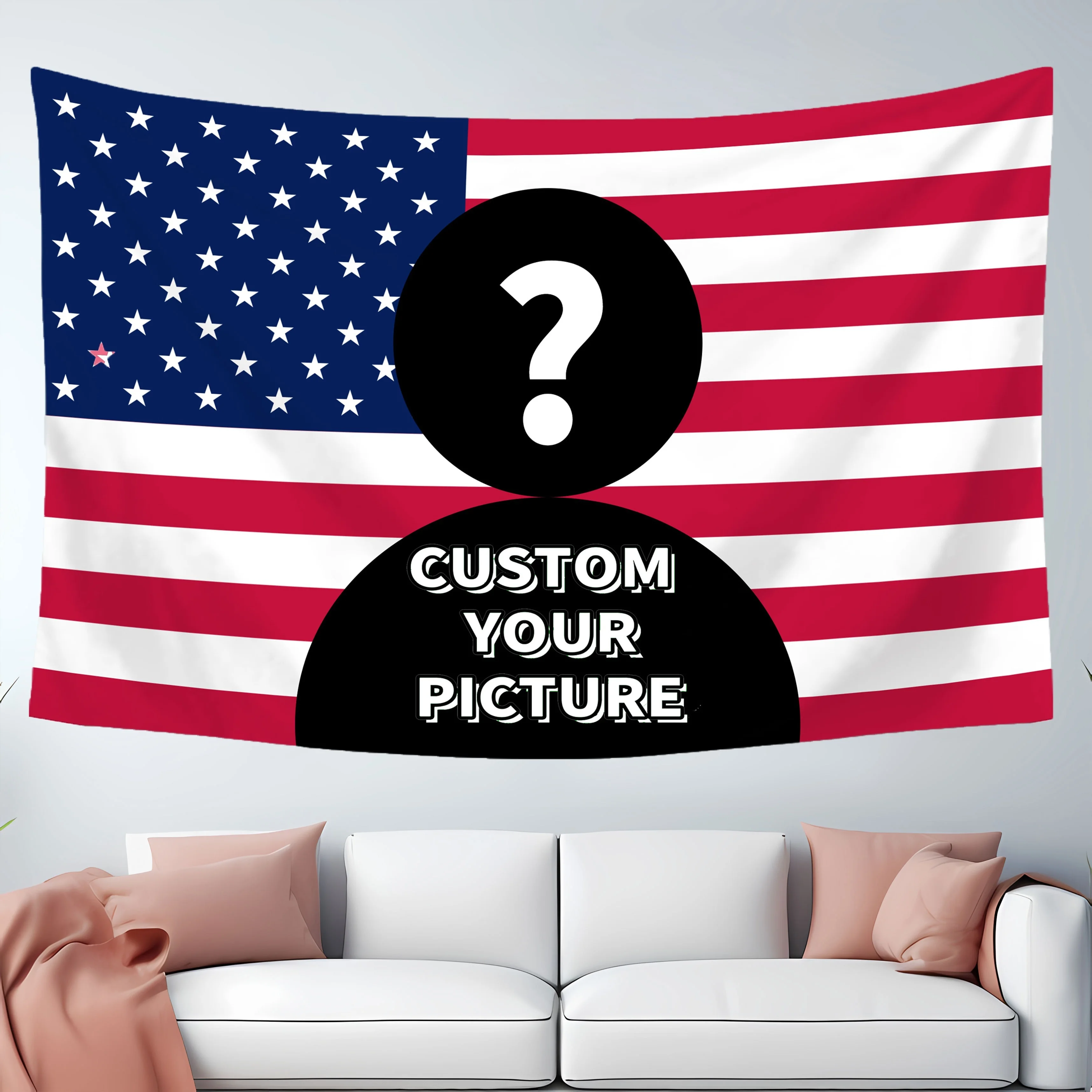 Benutzerdefinierte rosa oder blaue amerikanische Flagge, personalisierbar mit Ihrem Bild, lustiges Wandteppich-Poster zum Dekorieren von Clubs, 3 x 5 Fuß mit 4 Ösen