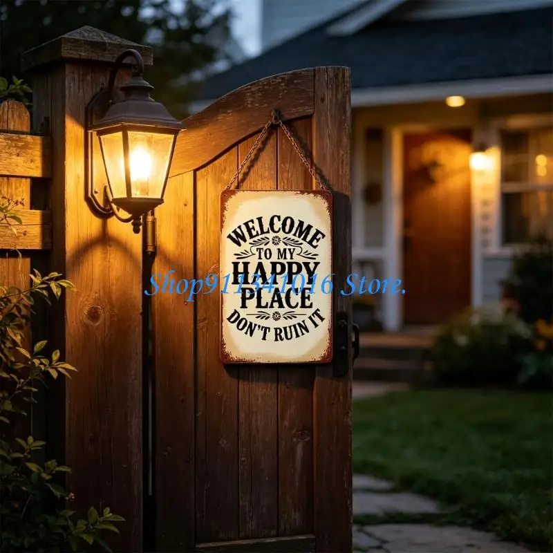  Welcome My Happy Place Don't Ruin It Signs Retro Metal Welcome Signs Wall Signs
