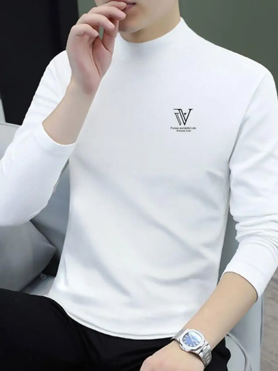 

Men's Long Sve Base irt f High Collar Autumn Winter New Sle Inner Wear T-irt Comfortable Soft Universal Fit Sprin...