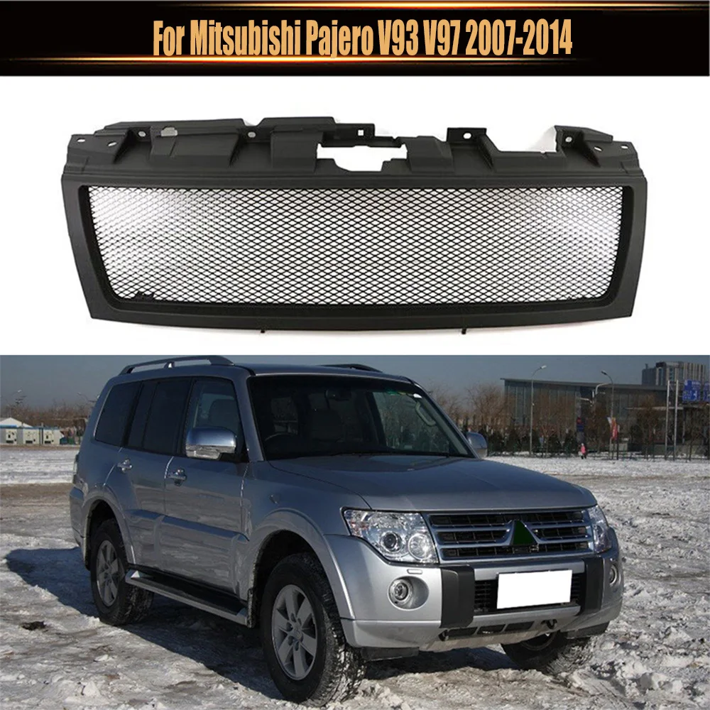 Front Grille Cover Car Racing Grills Mesh Mask With Letter Grill Modified Bumper Grilles For Mitsubishi Pajero V93 V97 2007-2014