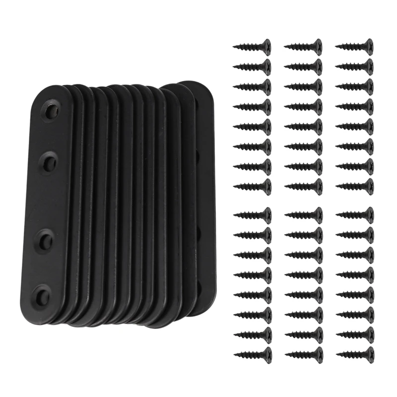 12 قطعة من الأقواس المستقيمة المصنوعة من الفولاذ المقاوم للصدأ، دعامة معدنية مسطحة، لوحة إصلاح مع مسامير للخشب