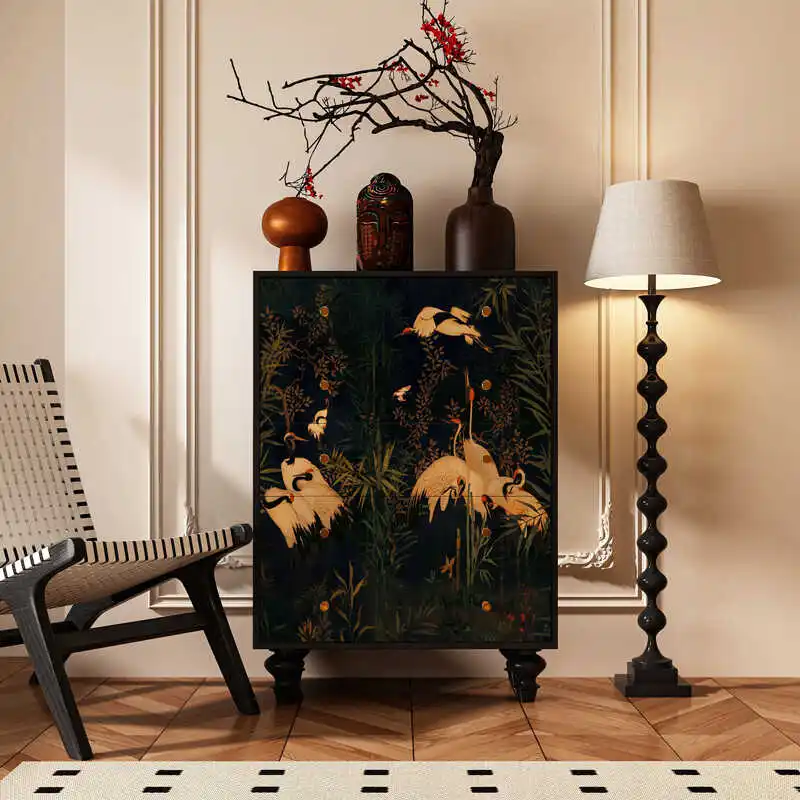 chest of drawers, storage locker at the entrance of the living room, French retro aisle storage decorative cabinet