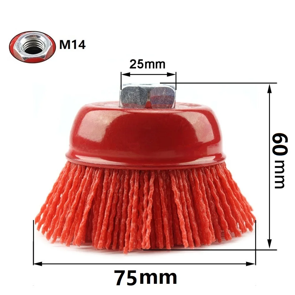 Wheel Brush Nylon Abrasive Brush Wheel for Angle Grinder – Pile Polymer abrasive Grits 80 120 and 240 75mm Diameter