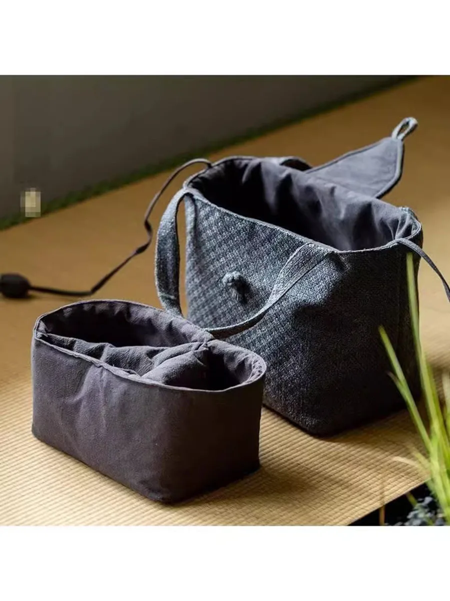 Retro Storage Bag Portable Tea Set Organizer Chinese Style Travel Pouch Tea Ceremony Accessories