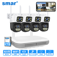 Smar Waterproof 6MP HD Wireless Dual Lens PTZ WiFi IP Home Security Camera System 8CH NVR H.265 Video Surveillance Set CCTV  Kit