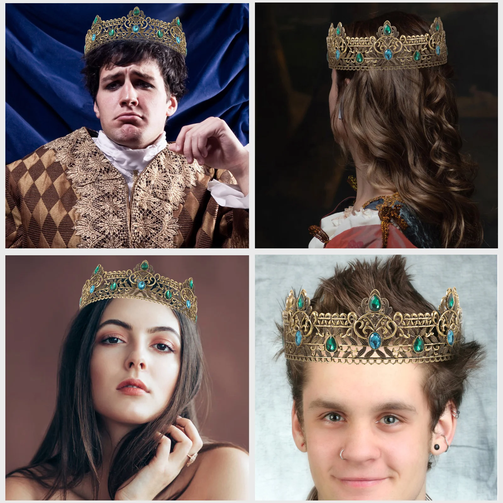 Strass Kroon Voor Mannen Vintage Koning Hoofddeksels Party Bruiloft Cosplay Accessoire Verjaardag Kostuum Prop Mannen Kroon