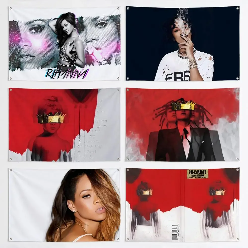 Singer R-Rihanna-Anti Music Flags Aesthetic Wall Tapestry Printed Wall Hanging Living Room Party Outdoor Decor