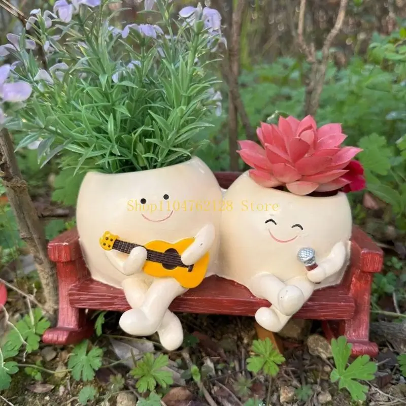 Double Resin Plant Pot Container Holder for Desk Shelf Home Plant Display best sale