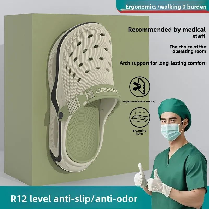 New hole shoes summer EVA comfortable outer wear thick-soled non-slip bag head fishing lightweight men's cool slippers view 3