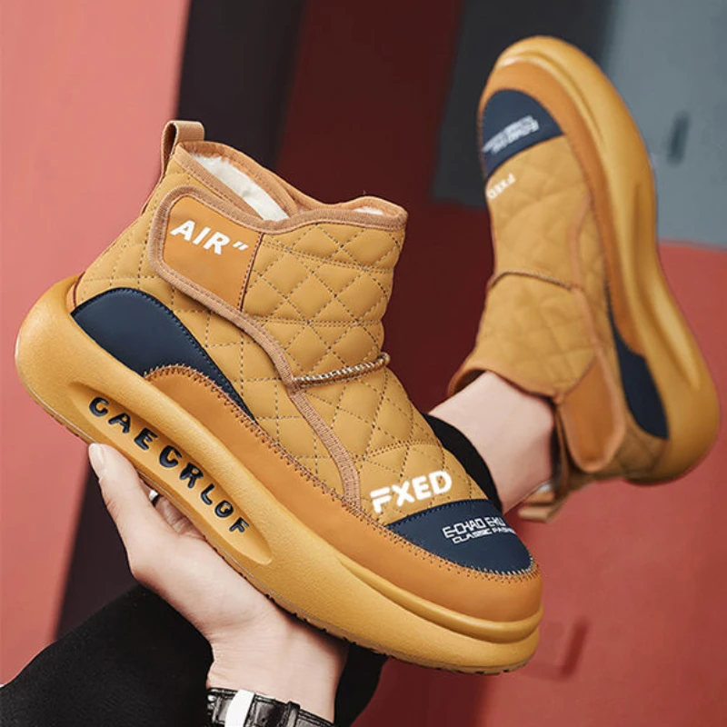 

Высокие теплые морозостойкие противоскользящие зимние ботинки для мужчин, повседневные рабочие бренды, новая зимняя обувь, мужская оригинальная обувь на меху