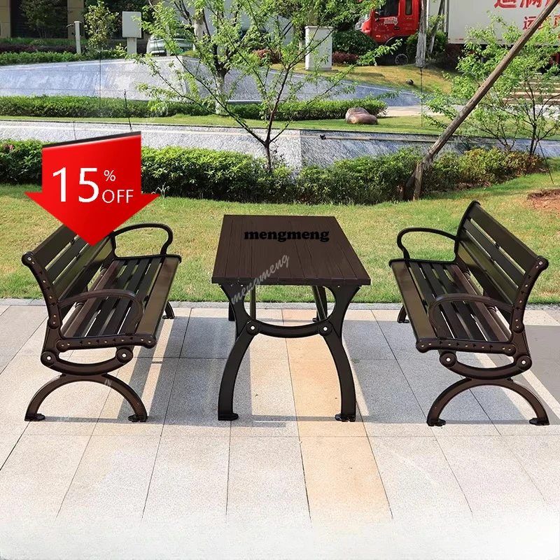 

01A Outdoor leisure table and chair combination Anticorrosive wood table and chair Open-air courtyard table and chair combinati