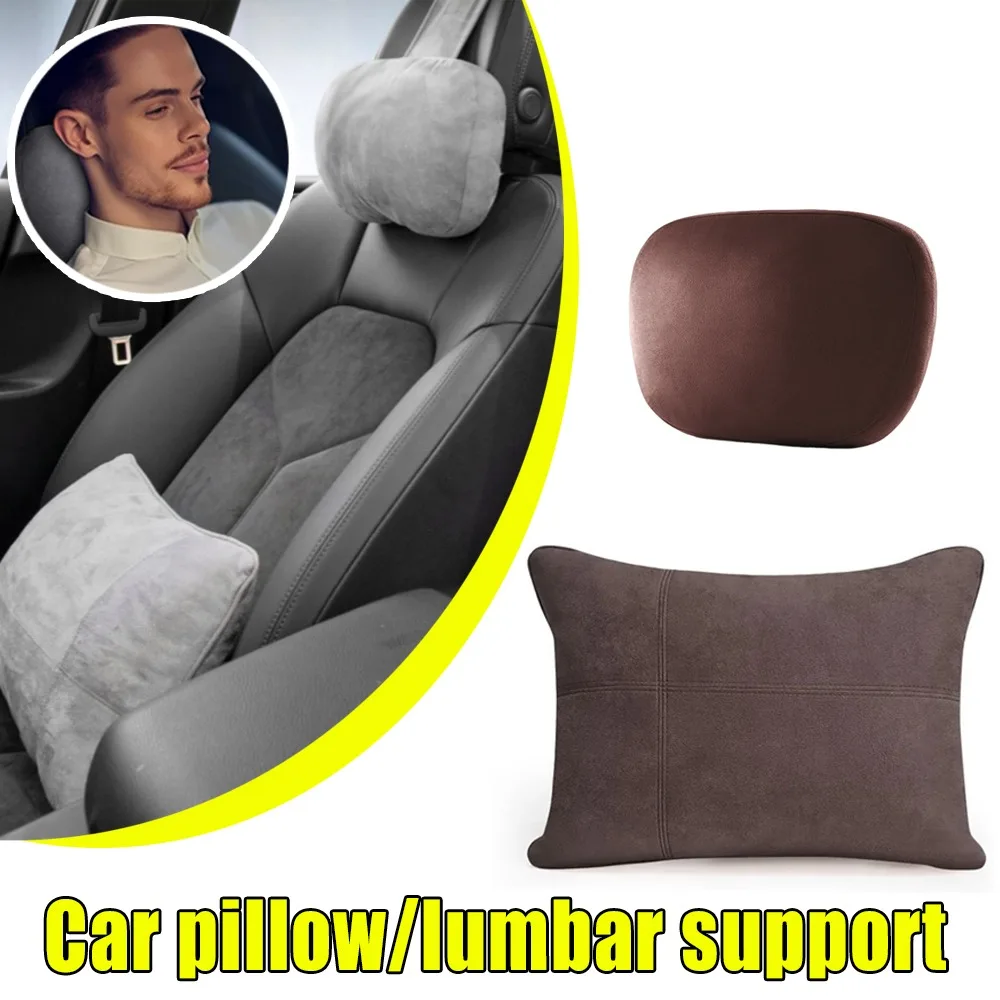 Car Lumbar Pillow Waist Support Neck All Seasons Suede Fabric For Mercedes S Maybach Cushion Long Distance Fatigue Reduction