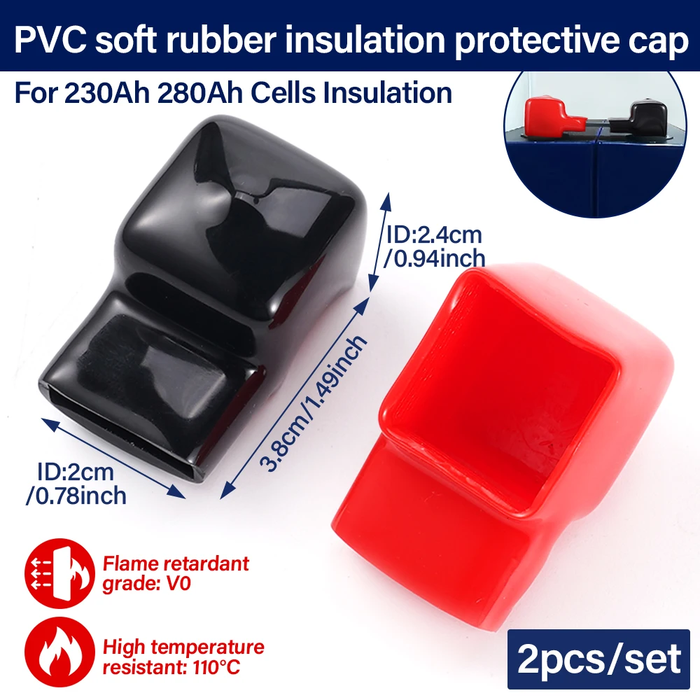1/2/8Pairs Flexible Busbar Terminal Cover Protector PVC Insulation Caps For 230Ah 280Ah Lithium Battery Cell Pack Accessories