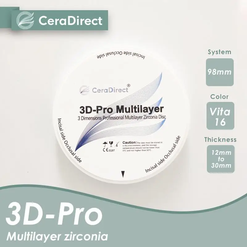 Ceradirect 3D Pro Multilayer Zirconia Open System(98mm)——for Dental Lab CAD/CAM sales promotion