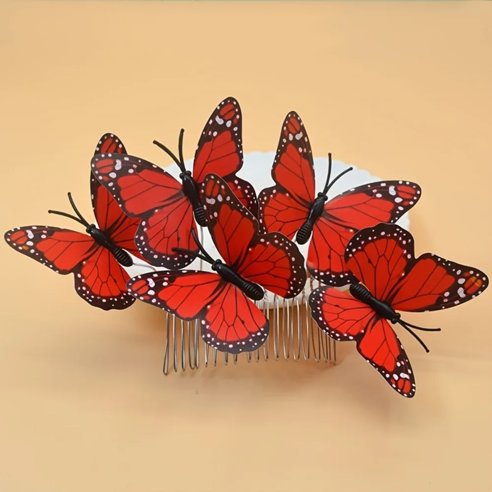 

3D Butterfly Hair Comb Colorful Portable Butterfly Hair Accessory Hairpins Decorative Butterfly Headpiece Styling Accessories