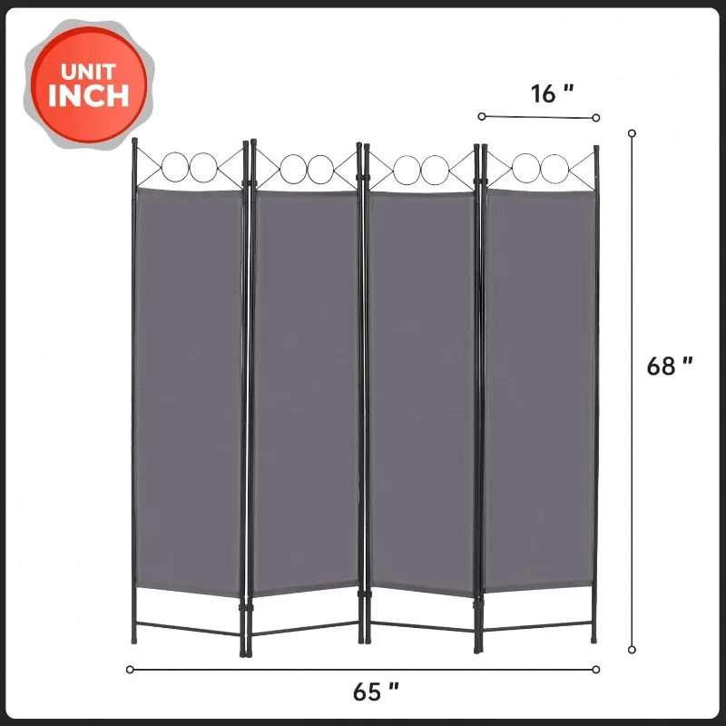 Imagem -05 - Steel Frame Screen Folding Privacidade Divisor Painel Quarto Divisor Partição Autônoma para Casa Escritório Quarto Cinza 6ft