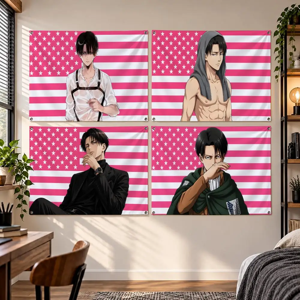 Anime Character Levi Ackerman Flags Flag Suitable For Party Club Outdoor Interior Wall Decoration Banner Fans Gift