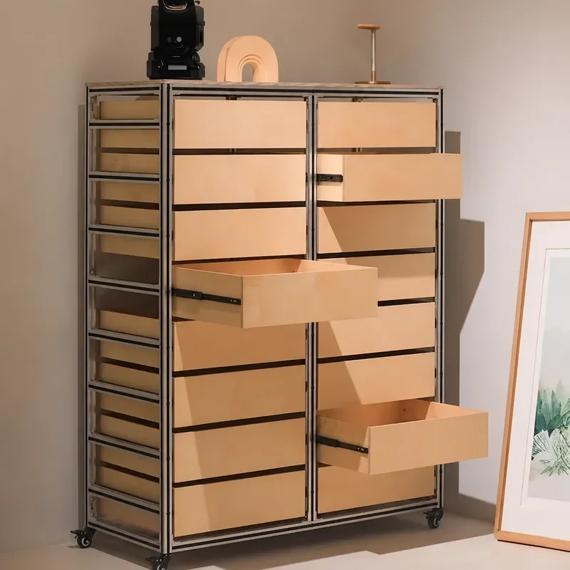 Aluminum Profile Drawers File Cabinets Lockers Birch Marine Panels Minimalist Multi Functional Storage Chest Cabinet