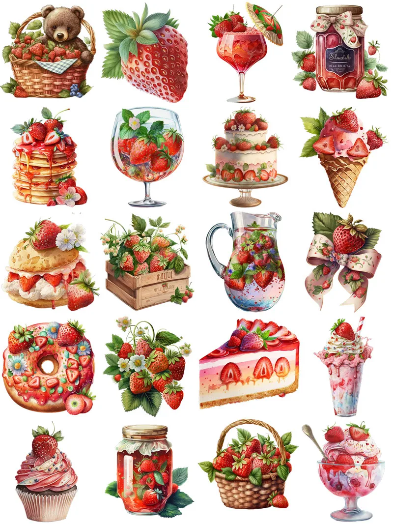 Strawberry dessert Stickers Crafts And Scrapbooking stickers kids toys book Decorative sticker DIY Stationery