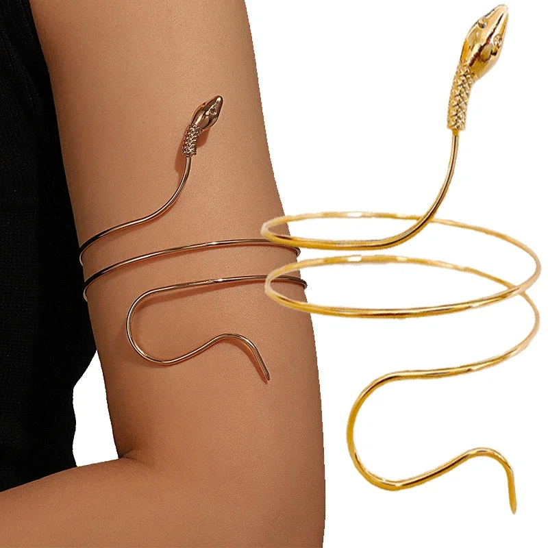 New Fashion Punk Coiled Snake Bracelets Vintage Wristband Bracelets for Women Spiral Upper Arm Cuff Armlet Armband Bangle