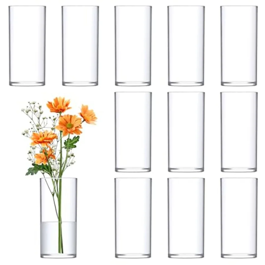 

- Viola Piccolo - Plastic Cylinder Vases 12-Piece Set,Acrylic Flower Vases for Wedding Centerpieces, Home Decorations, Office O