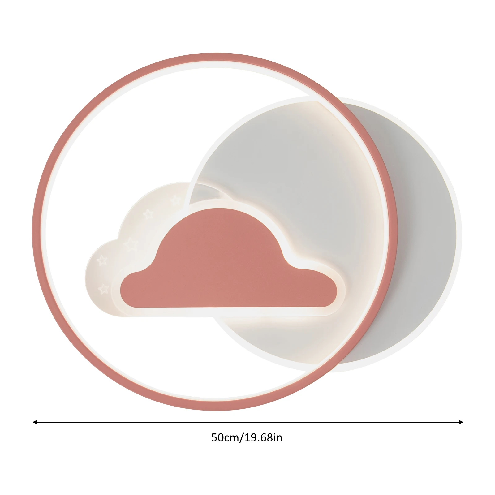 مصباح سقف LED قابل للتعتيم مع جهاز تحكم عن بعد - وردي، مُجمَّع مسبقًا، سهل التنظيف، مفتاح حائط متوافق مع غرفة المعيشة/الفندق