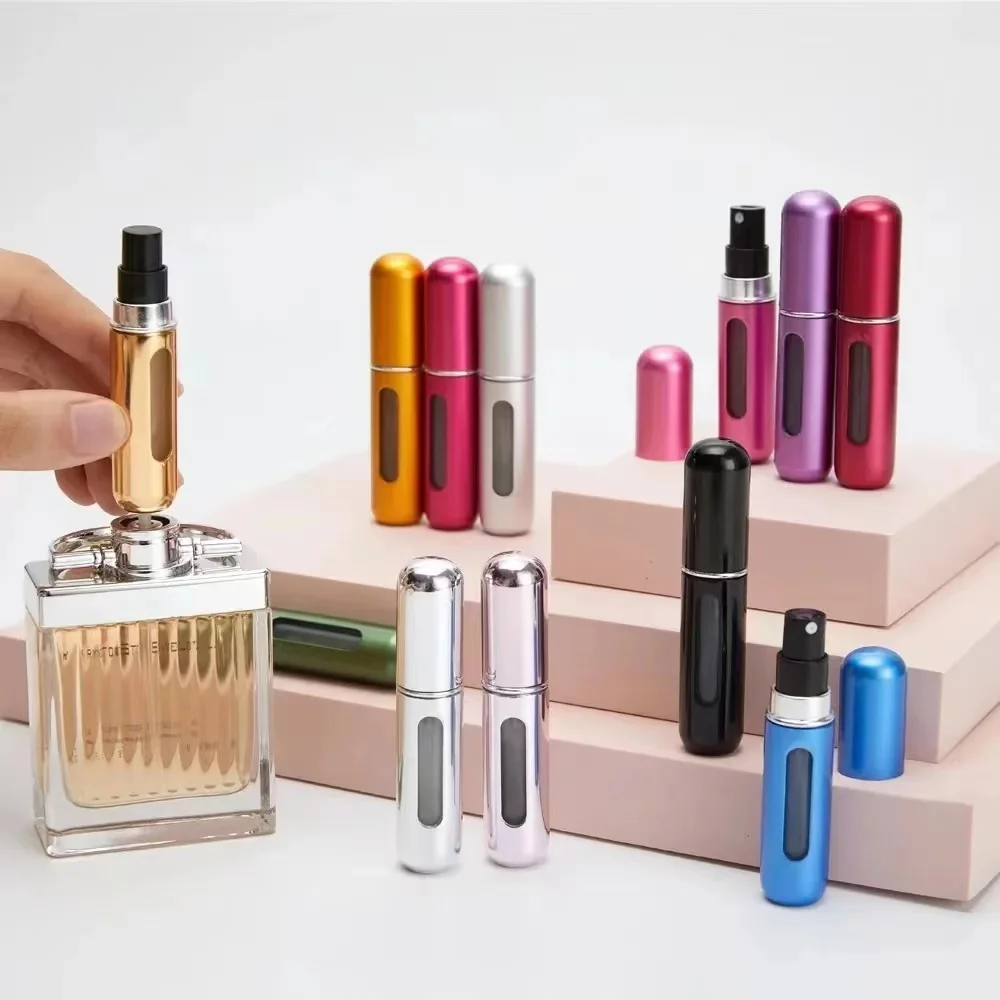 Portable Travel 5ml Bottom Charge Perfume Refillable Bottle Liquid Container For Cosmetics Spray Bottling Dispenser Press Head