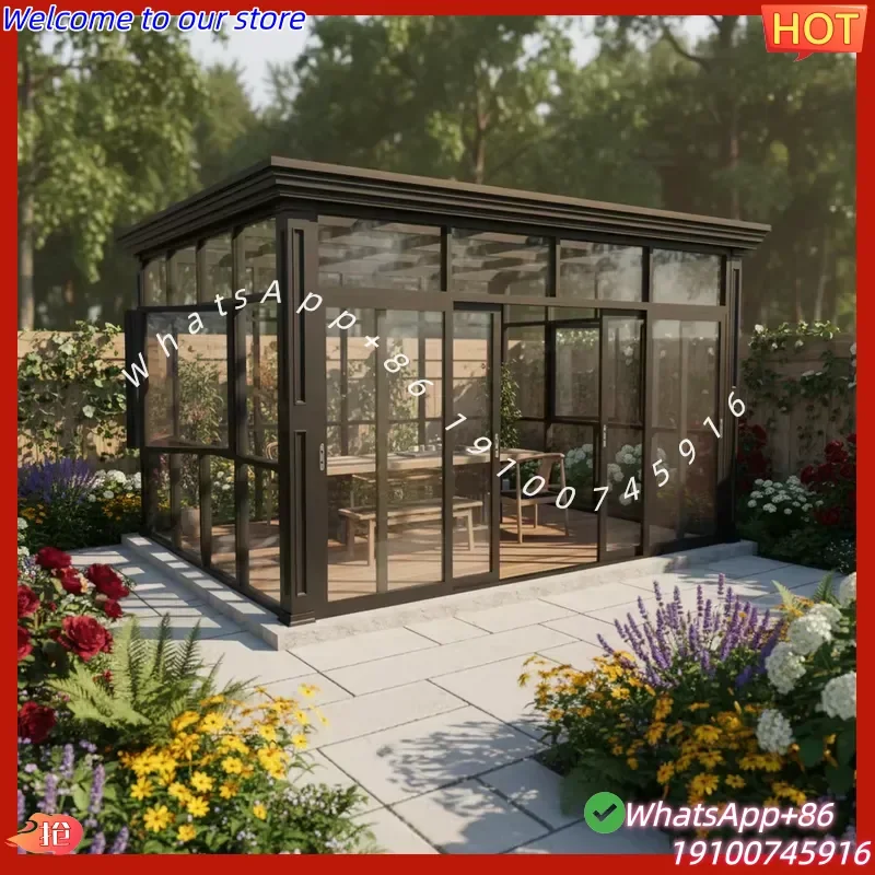 2026 Professional Outdoor Aluminum Alloy Triangle Roof Glass Sunroom Solarium with Customized Window Frame and Modern Design
