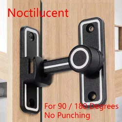 Black Luminous Barn Door Latch Lock For Locking Sliding 90 Degree Right Angle Bathroom Door Bolt Home Hardware Accessories