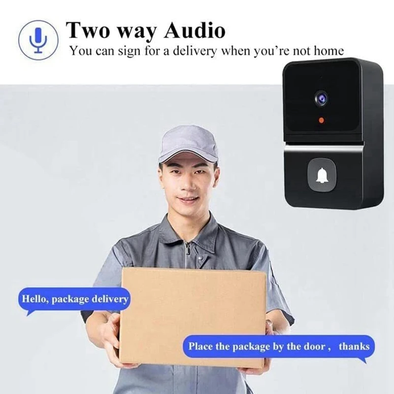 Hot Ltem Wireless Video Doorbell Camera With Wireless Chime, Intercom HD Night Vision Wifi Rechargeable Security Door Bell