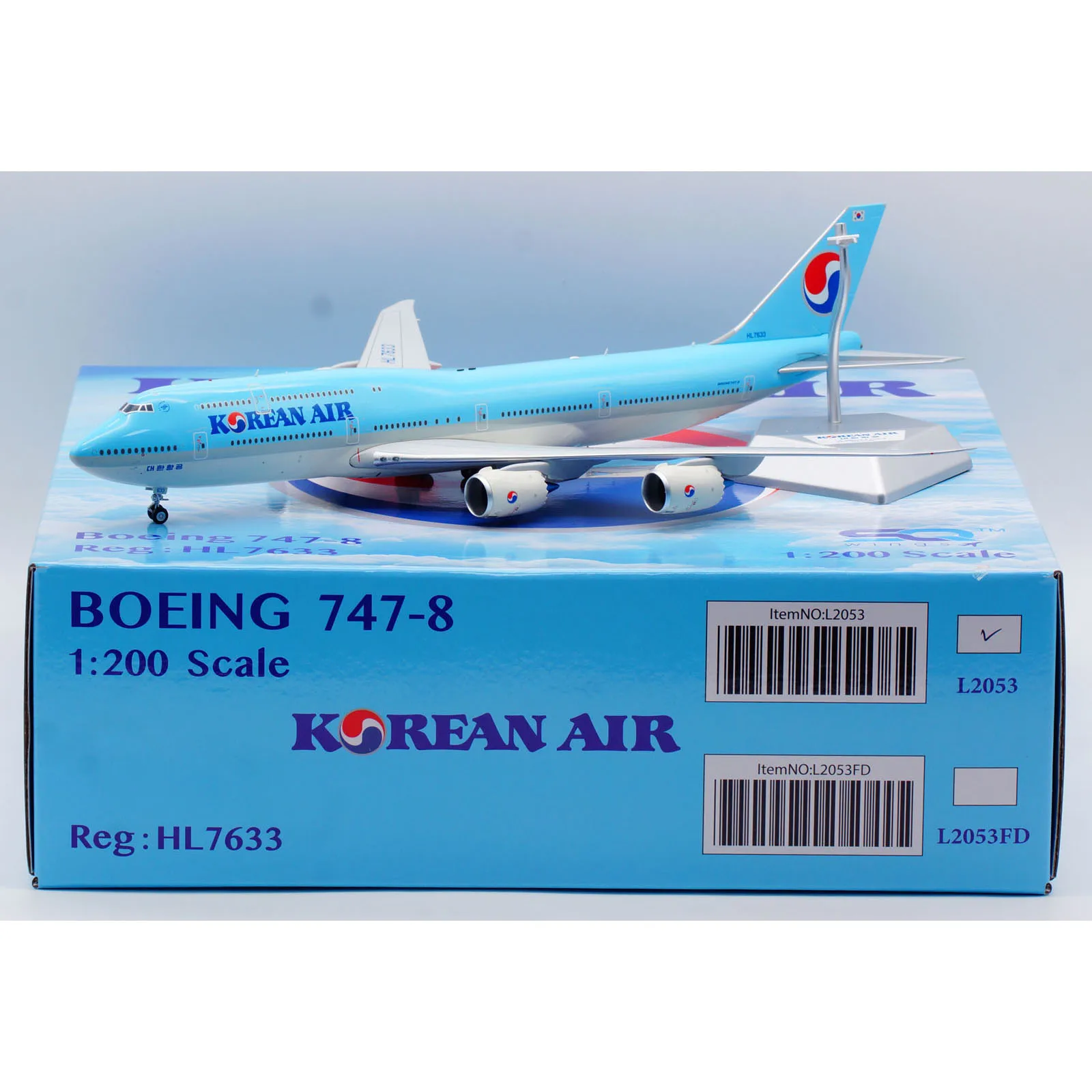 

L2053 Alloy Collectible Plane Gift SQ Wings 1:200 Korean Air "SkyTeam" Boeing B747-8 Diecast Aircraft Jet Model HL7633
