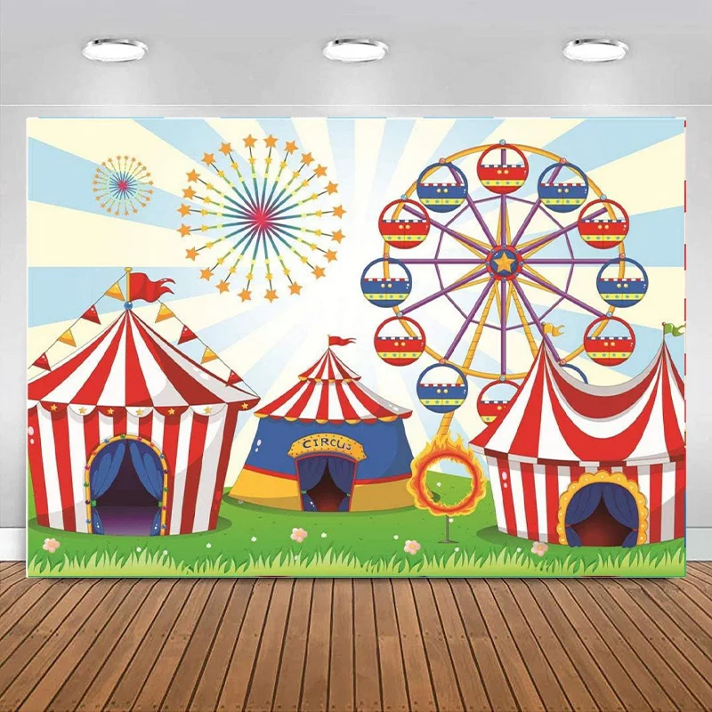 

Circus Background Circus Carnival Theme Party Decor Supplies Ferris Wheel Photography Backdrops Kids Birthday Decoration Banner