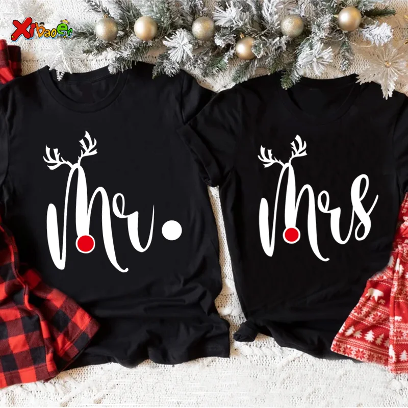 Christmas Couple Shirt Couple Matching Outfits Mr Mrs Christmas 2022 Couple Matching Pajamas Family Familia Couple Gift  T Shirt