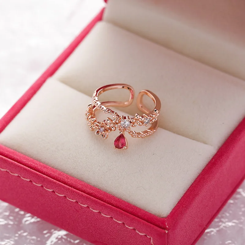 Zarte Kristall-Zirkon-Ringe für Frauen, süße Blume, Blatt, Schmetterling, verstellbare offene Ringe, Hochzeit, Verlobung, Schmuck, Geschenk – Detail 19