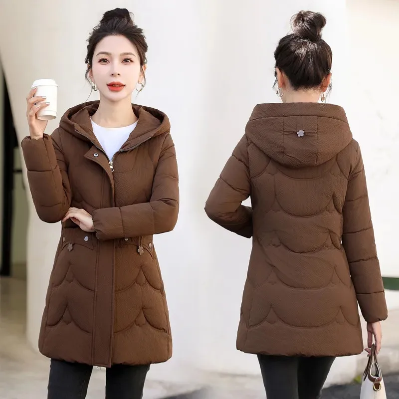 Down Cotton-padded Jacket Women\'s Wear 2025 Winter New Female Long Coat Hooded Slim Jacket Padded Warm Warm Cotton Padded Coat