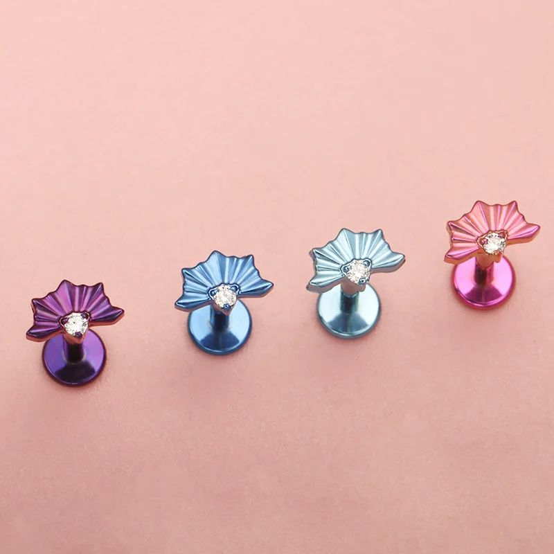 ASTM F136 Titanium Fan Starburst Stud Earring 16G Sunrise Helix Stud Tragus Cartilage Labret Monroe Piercing 2026 New Jewelry