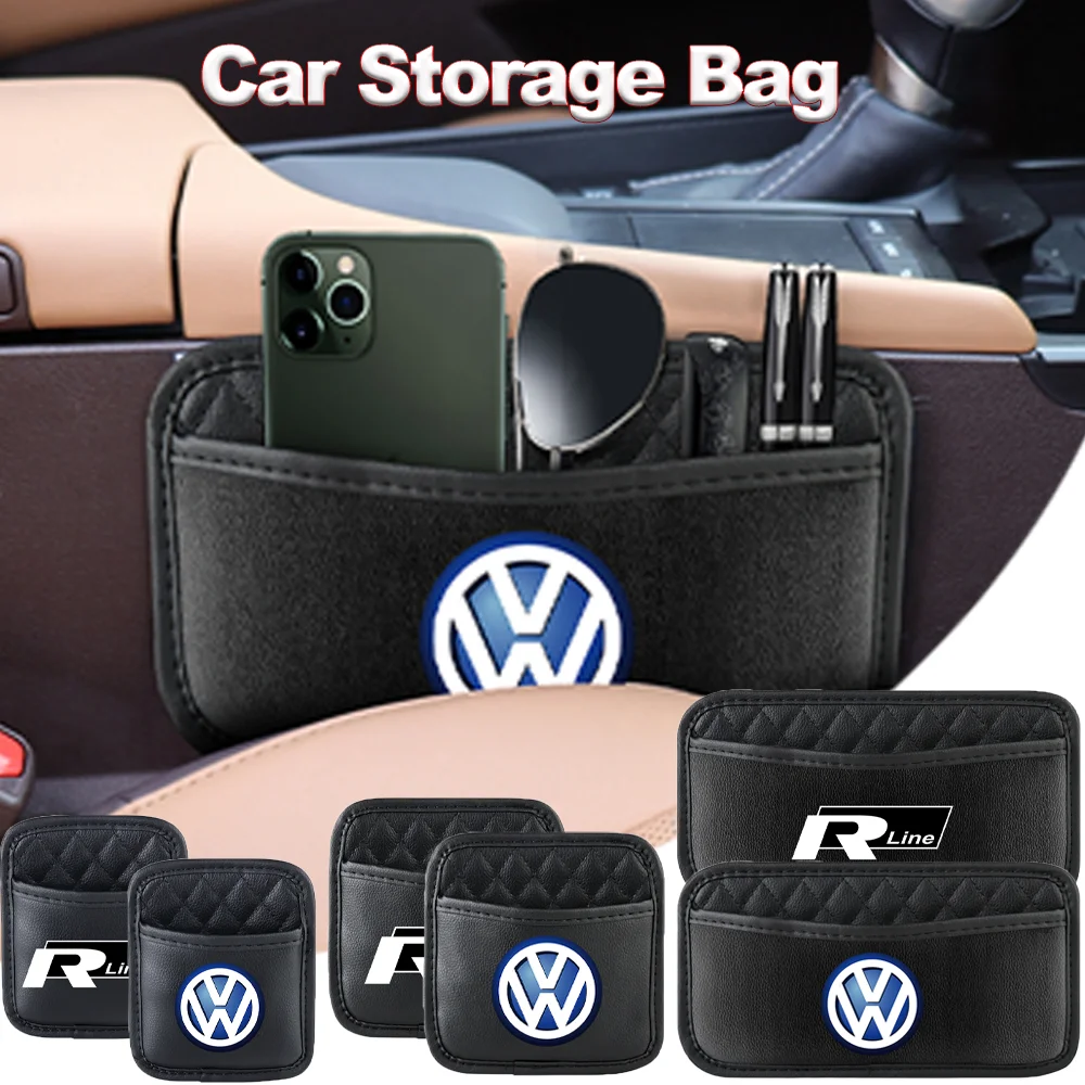 1PCS Car Storage Pocket Seat Back Side Door Suspension Organizer Bag Car Accessories For VW RLINE POLO golf GTI Auto Accessories