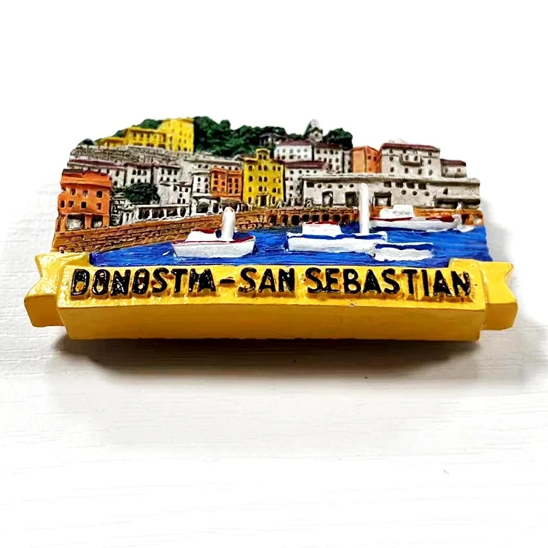 San Sebastian Port Landscape Architecture 3D Magnetic Fridge Magnet Spain Tourist Creative Decorative Ornament