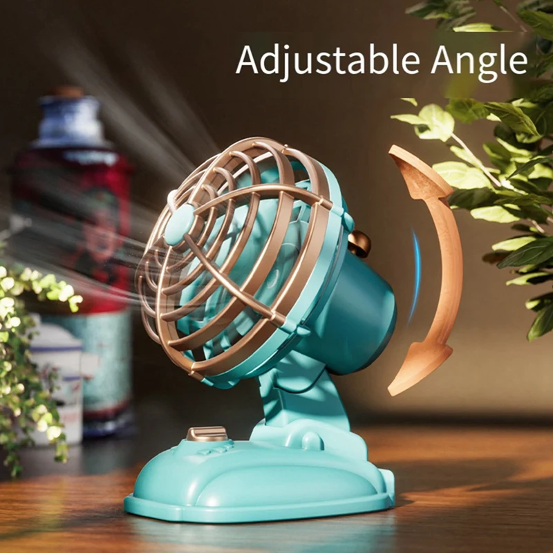 Retro Mini Desktop Fan 400Mah USB Rechargeable Desk Outdoor Desk Fan Portable Desktop Fan