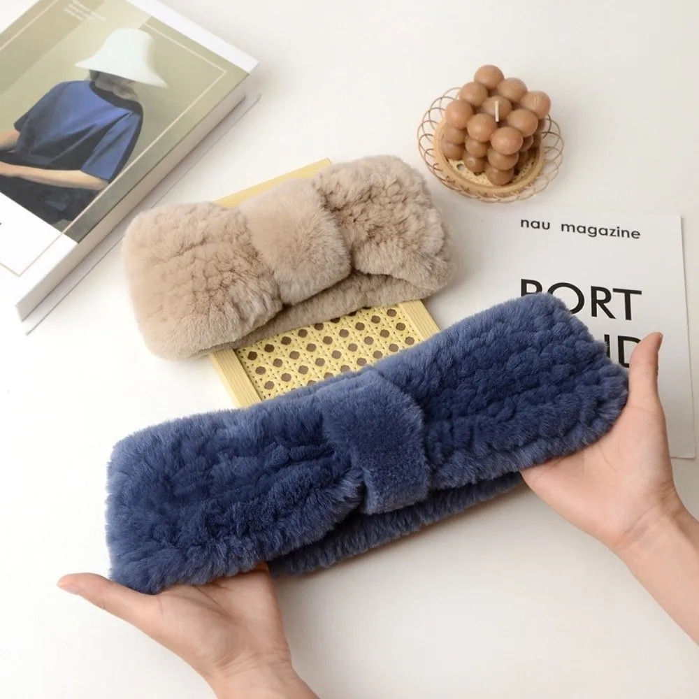 

Модная эластичная повязка на голову из кроличьего меха, ветрозащитный, морозостойкий, теплый шарф, универсальная повязка для волос, зимняя