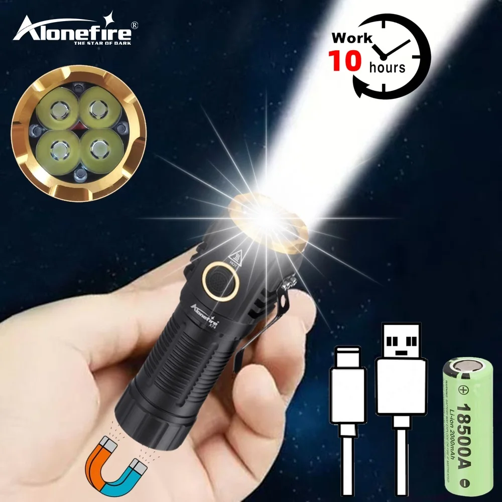 

Mini LED Flashlight 8000LM Super Bright Keychain Light USB Rechargeable Torch Camping Lantern Pen Clip And Tail Magnet X74