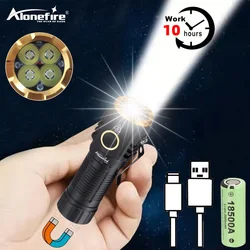 Mini LED Flashlight 8000LM Super Bright Keychain Light USB Rechargeable Torch Camping Lantern Pen Clip And Tail Magnet X74