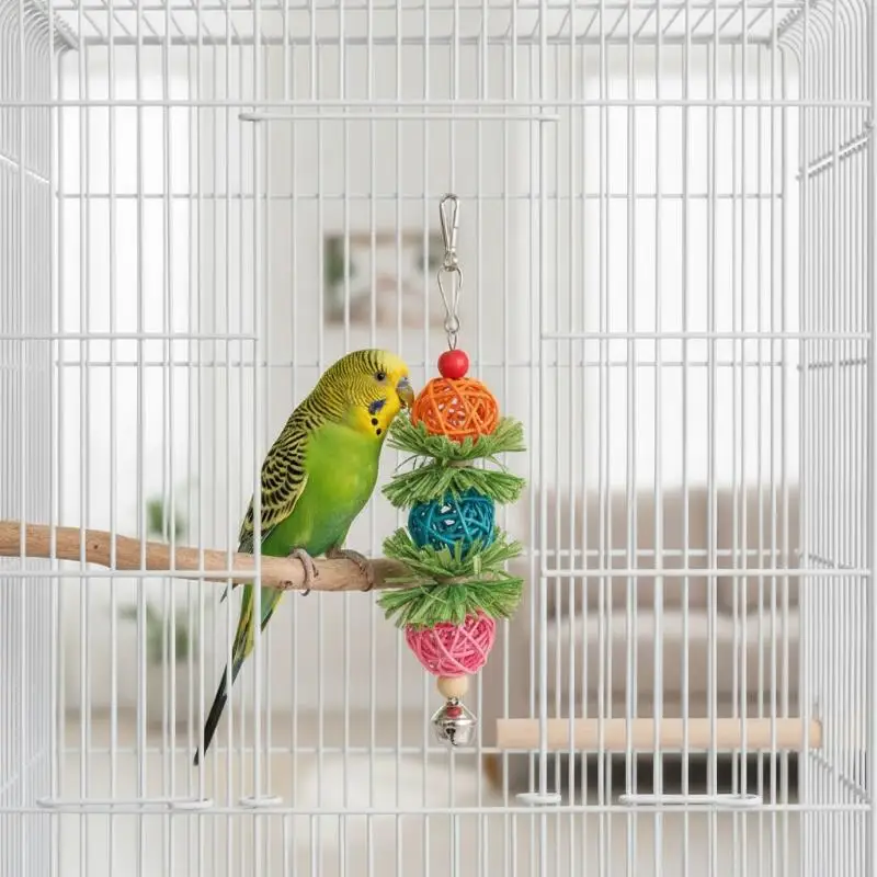 1/2Pcs Parrot Chew Toys Natural Corn Husk Ball Cob String For Cockatiel Lovebird Hanging Foraging Bird Toys