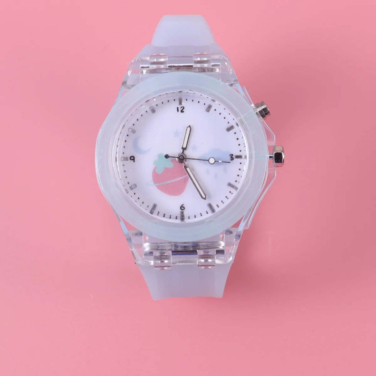 Orologio luminoso per bambini che si illumina al buio, cinturino luminoso a forma di cartone animato per bambini, design color caramello, comodo e sicuro